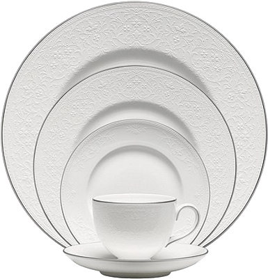 English Lace Bone China 5-piece Place Setting By Wedgwood - Wedgwood English Lace 5-piece Place Setting (428x441), Png Download