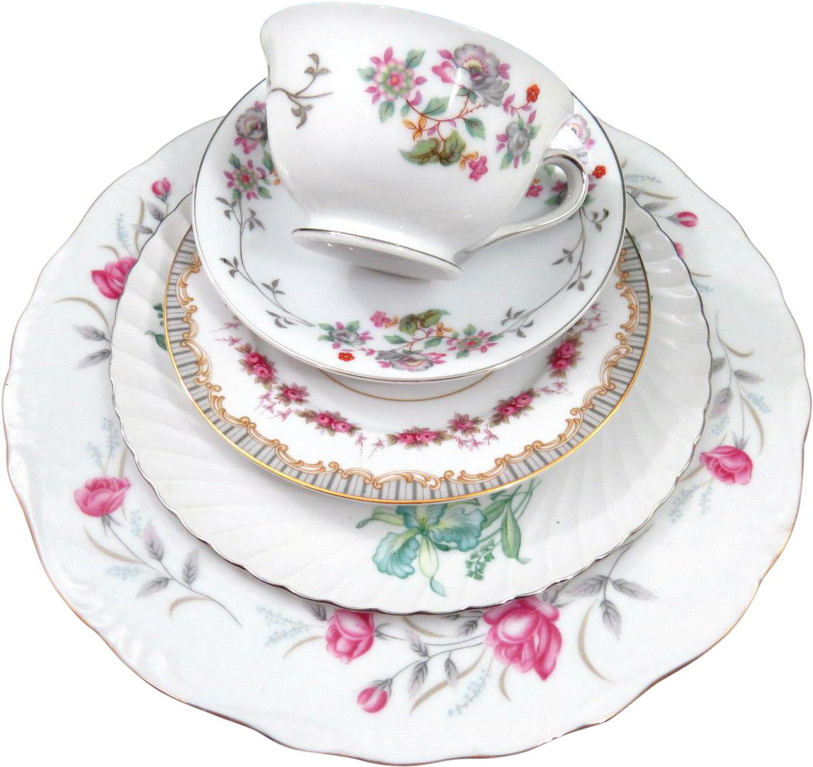 Vintage Mismatched Fine China - Saucer (1270x1198), Png Download