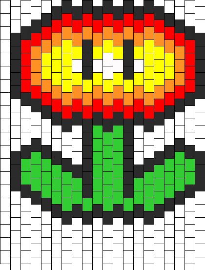 Super Mario Fire Flower Peyote Bead Pattern - Peyote Bead Patterns Kandi (420x553), Png Download
