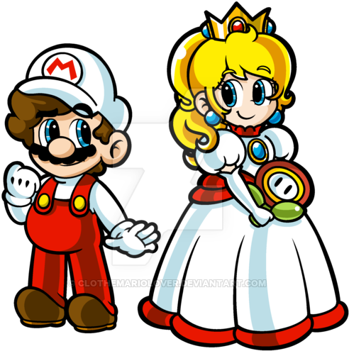 Fire Flower - Fire Mario And Peach (600x502), Png Download