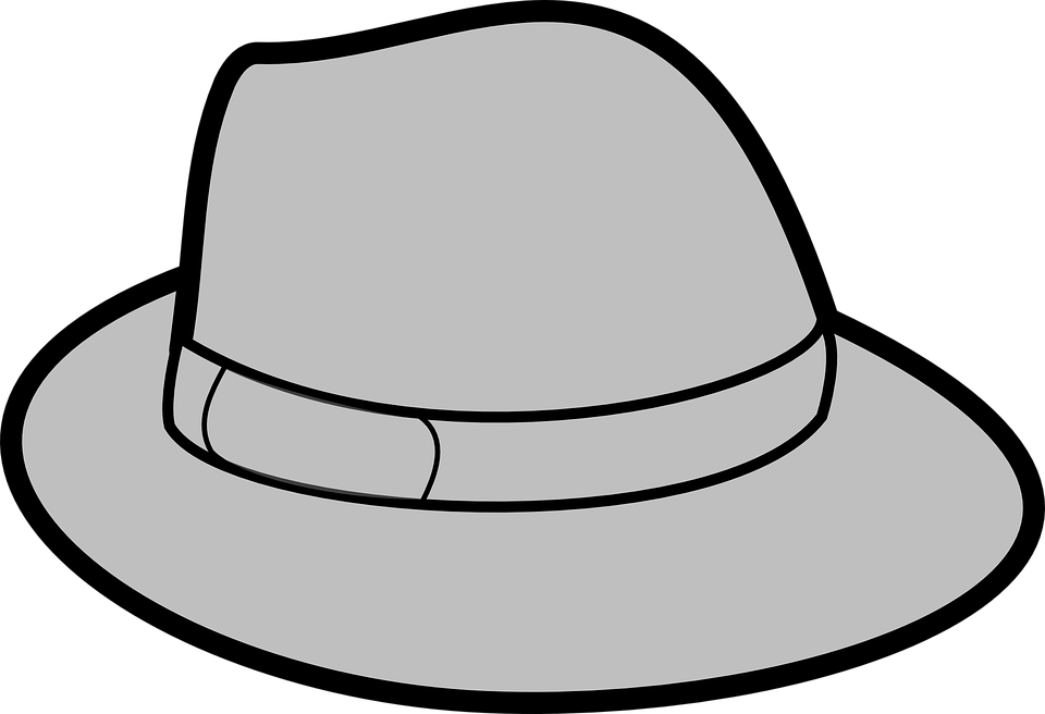 Black And White Clip Art Of Hat (960x656), Png Download