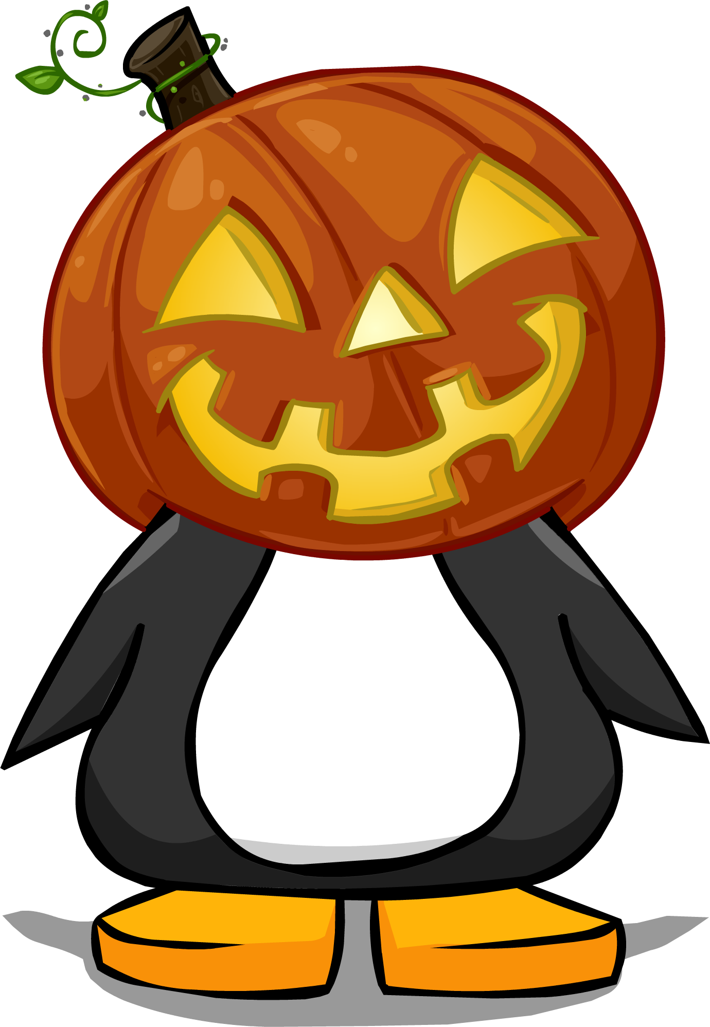 Glowing Pumpkin Head On A Player Card - Penguin With Hard Hat (1380x1996), Png Download