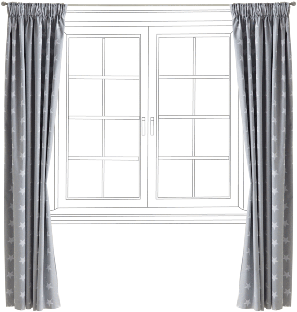 Children's Blackout Curtains - Children's Blackout Curtains - Grey Star (654x654), Png Download