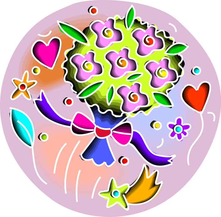 Vector Illustration Of Wedding Bridal Bouquet Flower - Wedding (712x700), Png Download