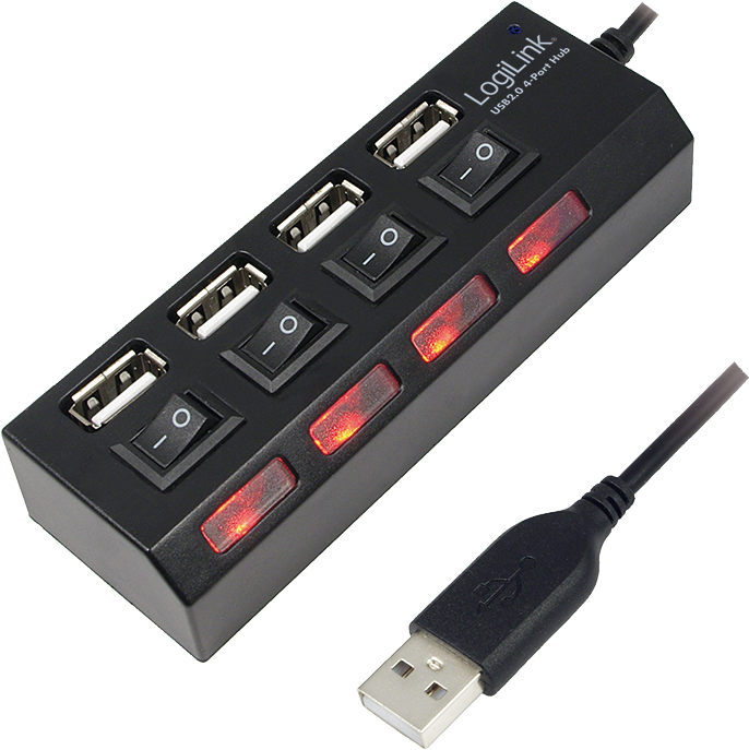 Product Image (png) - Logilink Usb 2.0 Hub 4-port Hub - 4 Ports (800x800), Png Download