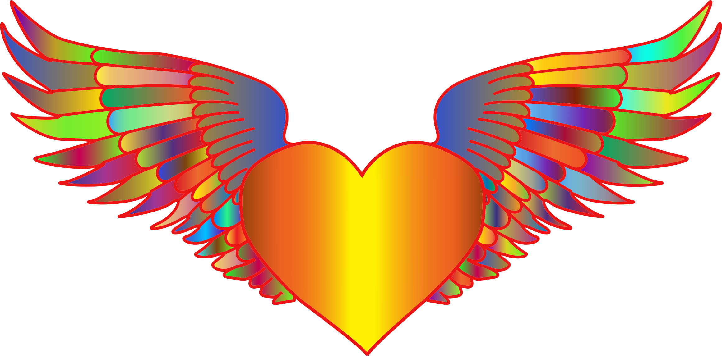 Heart And Wings Clipart - Portable Network Graphics (2322x1146), Png Download