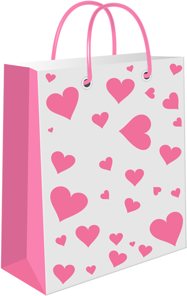 Heart Gift Bag Transparent Clip Art Image - Pink Gift Bag Png (390x600), Png Download