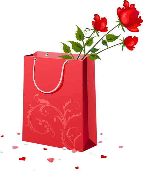 Red Gift Bag With Roses Png Clipart - Wedding Anniversary Wishes 7th Years (510x600), Png Download