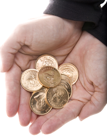 Goldcoinsmilwaukee - Gold Coin In Hand Png (350x445), Png Download