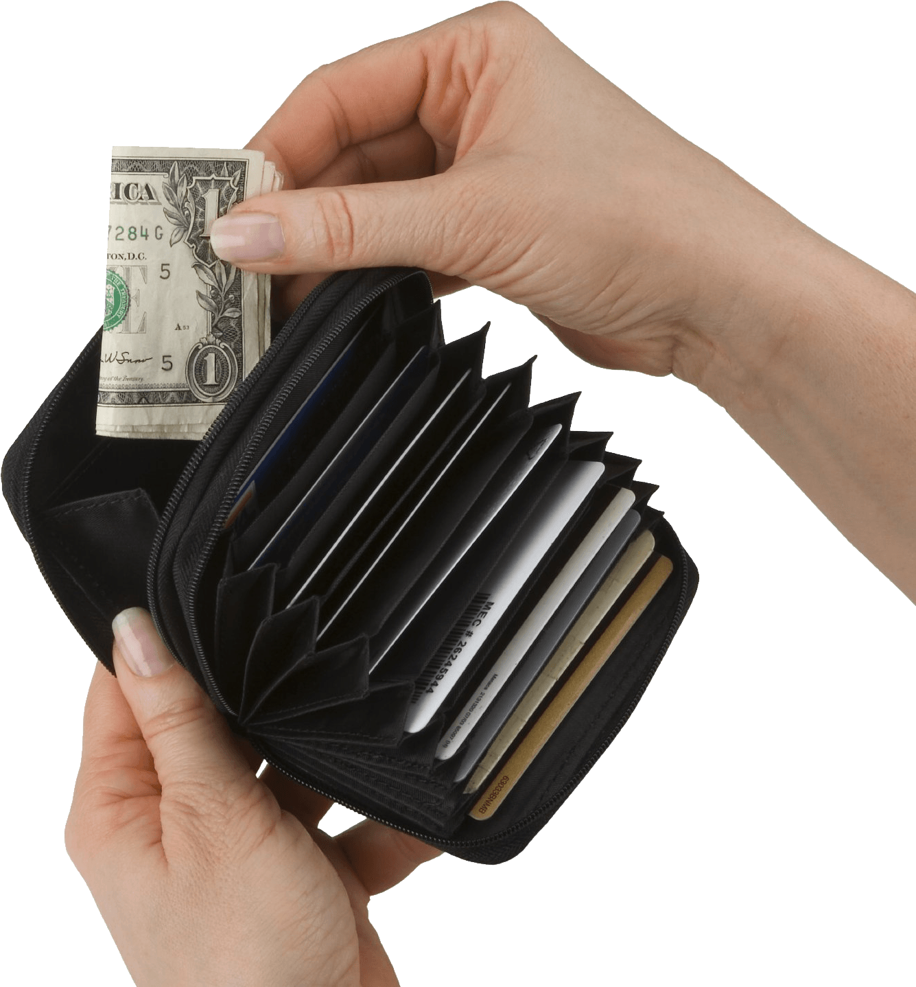 Wallet In Hands Png Image Png Image - Rfid Blocking Leather Accordion Wallet (1335x1438), Png Download