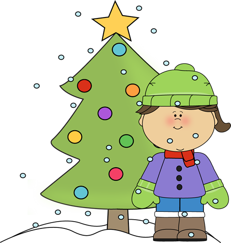 Little Girl With Christmas Tree In The Snow - Girl In Front Of The Tree Clipart (475x500), Png Download