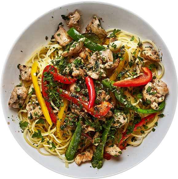 Spagetti Chicken Aglio Olio - Core Life Tuna Poke Bowl (600x600), Png Download