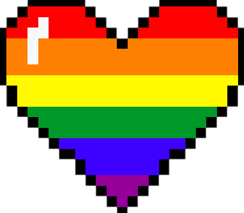 Heart Rainbow Rainbowheart Pixelated Pixelart Freetouse - Rainbow Pixel Heart (497x433), Png Download
