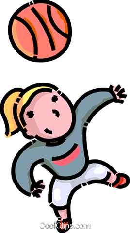 Girl Playing Basketball Royalty Free Vector Clip Art - Cartoon Girl Playing Basketball (268x480), Png Download