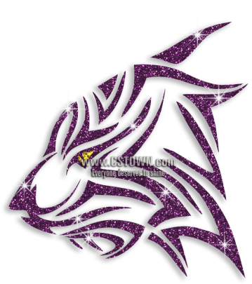 Purple Tiger Head Glitter Iron On Transfer Decal - Vector (450x450), Png Download