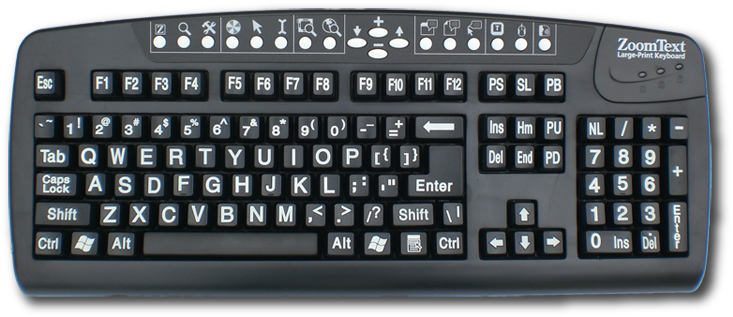 Zoomtext Keyboard - Zoomtext Large-print Keyboard: Yellow Keys (750x330), Png Download