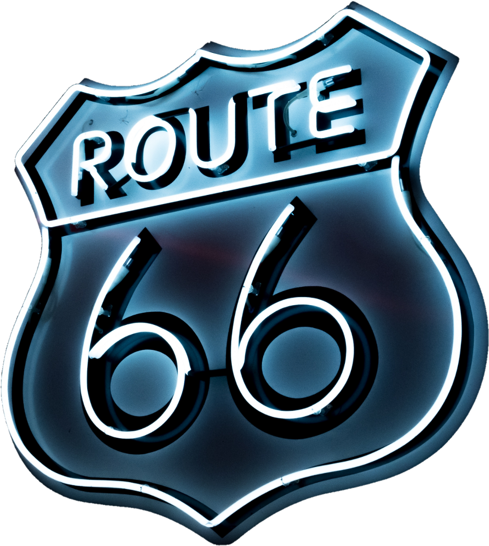 Neon Sign Route66 66 Light Dark - Emblem (1024x1203), Png Download