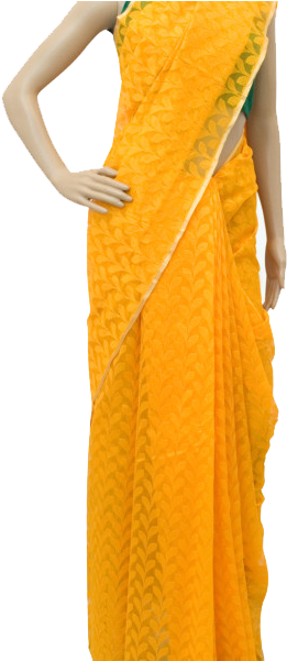 Buy Online Sunset Orange Color Saree With Thin Golden - Sunset (510x600), Png Download