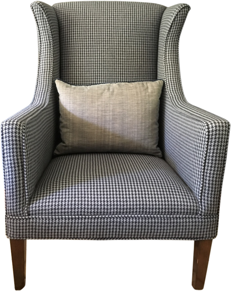 High Back Wing Chair - Houndstooth Seat Png (1200x1200), Png Download