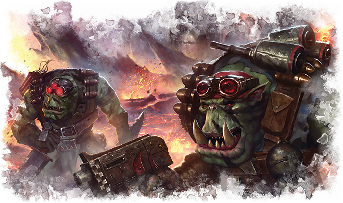 Orkos Comandos Pareja - Ork 40k Art (700x414), Png Download