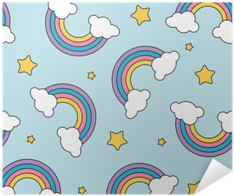 Pastel Rainbow And Stars Seamless Pattern On Blue Background - Pastel Rainbow Vectors (400x400), Png Download