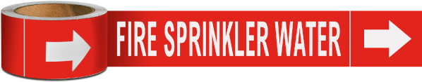 Fire Sprinkler Water Label On A Roll - Fire Sprinkler Water Labels (600x247), Png Download