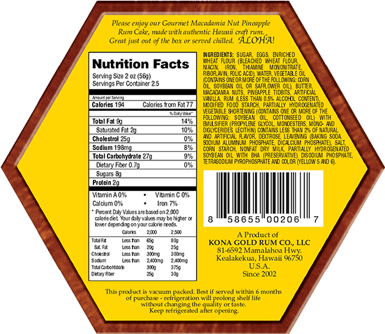 Macadamia Nut Pineapple Rum Cake 5oz - Rum Cake (1200x1200), Png Download