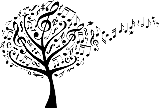Tree With Music Notes (545x369), Png Download