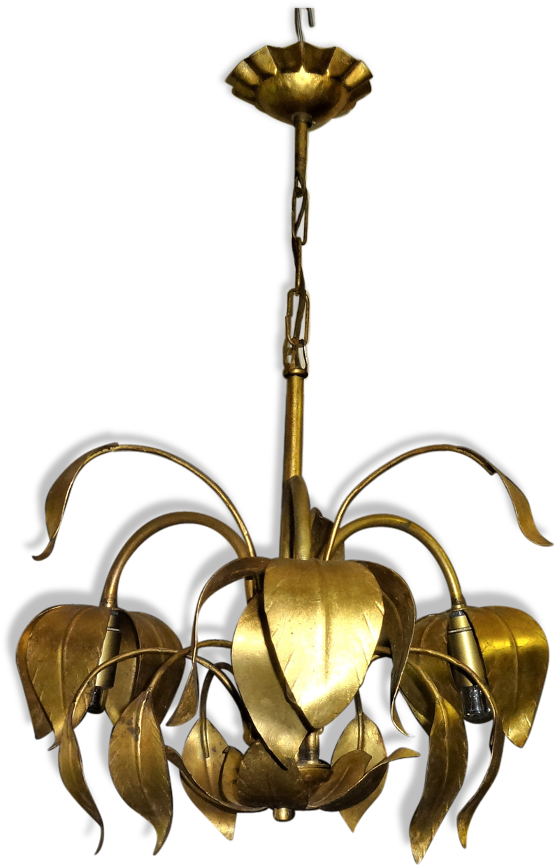 Gold Plated Flowers Chandelier Year - Sheet Metal (1457x1457), Png Download