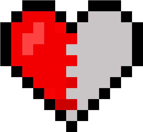 Half Heart - Black And White Pixel Heart (1184x1184), Png Download