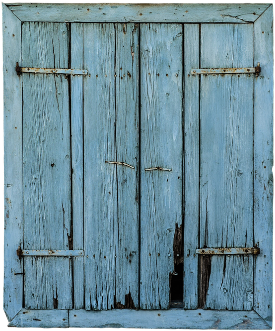 Window, Old, Blue, Weathered, Old Window, Shutter - Window (613x720), Png Download