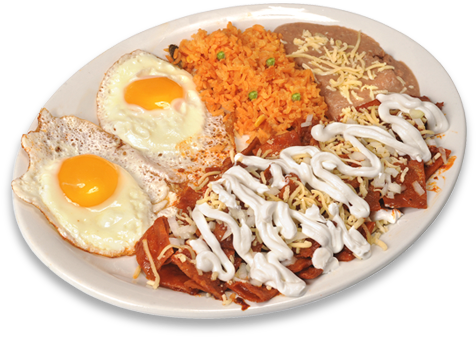 Chilaquiles Con Huevos $10 - Enchiladas Rojas Con Huevo (538x346), Png Download