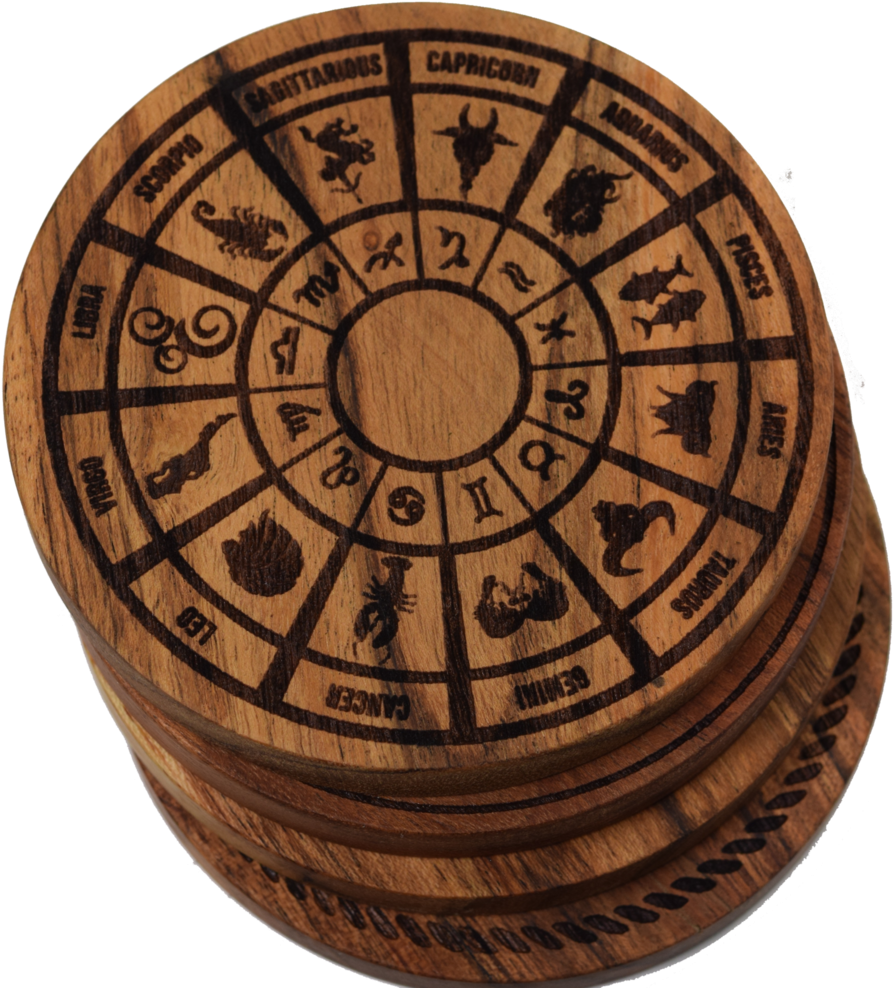 Zodiac Wheel Coasters - Prestige Decanters Zodiac Wheel Coasters (896x1024), Png Download