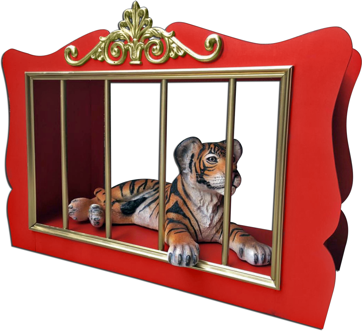 Red Tiger Cage - Lion Cage Diy Circus (1200x1089), Png Download