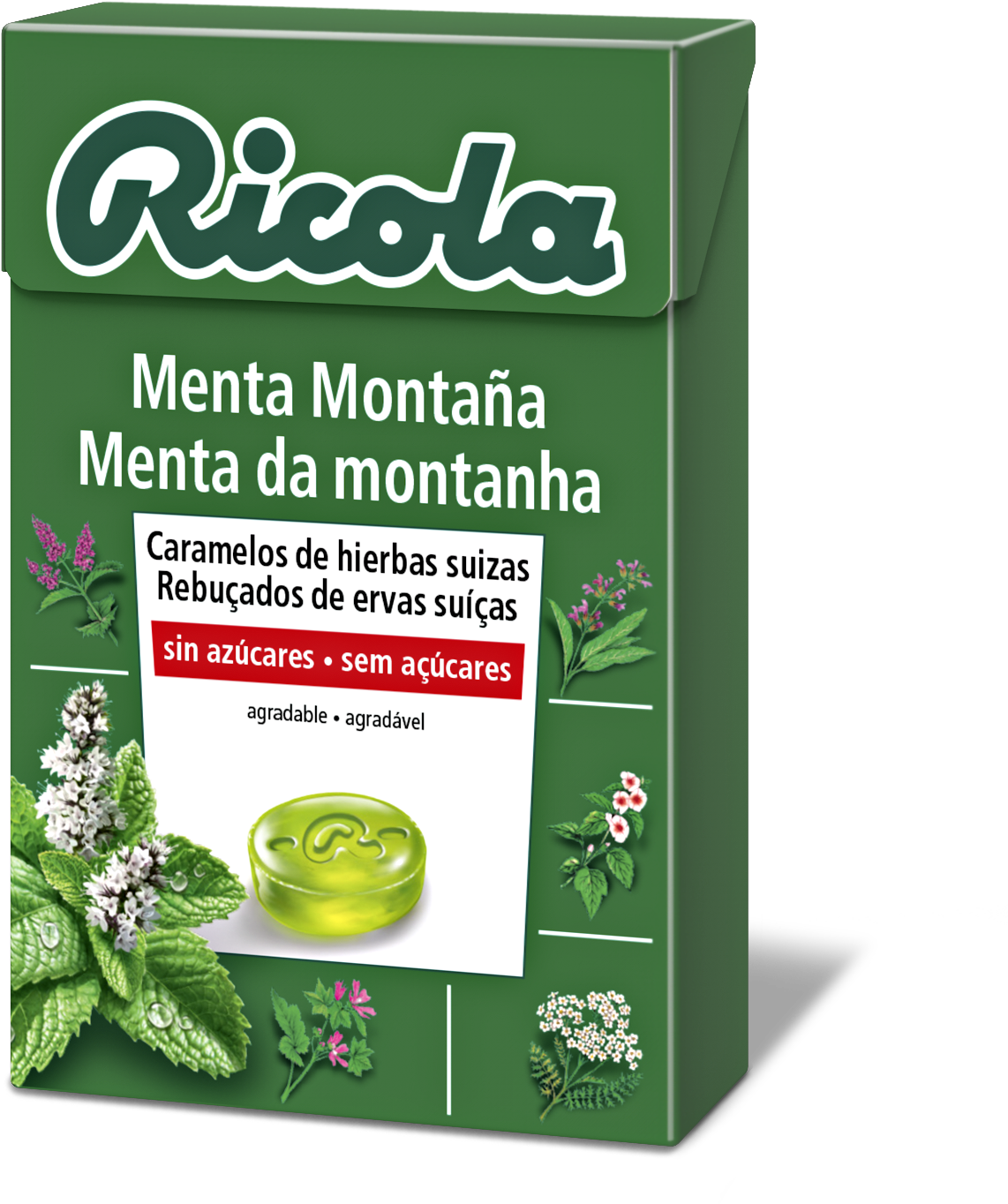 Ricola Cajas Caramelos Menta Montaña - Ricola Cherry Honey Swiss Herb Drops 32g (1600x1484), Png Download