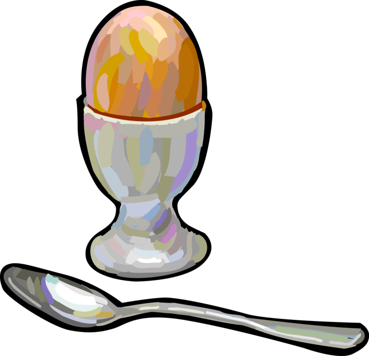 Vector Illustration Of Hard Boiled Egg With Spoon - Boiled Egg (726x700), Png Download