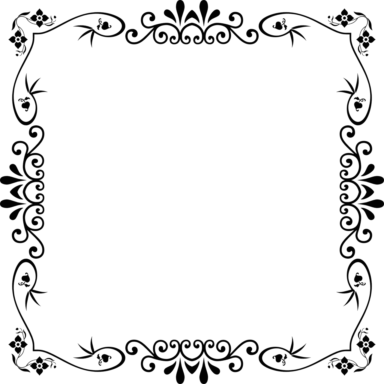 Decorative Ornamental Floral - Black And White Fun Border (1280x1280), Png Download