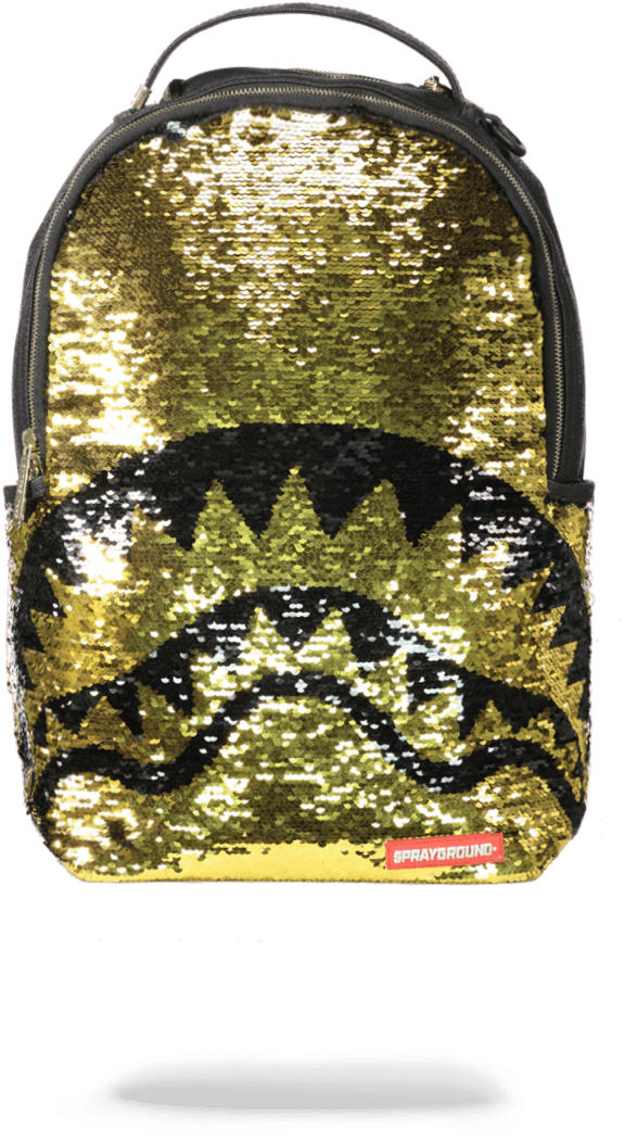 Sprayground Gold Sequin Shark Backpack Sprayground - Sprayground Backpack (900x1148), Png Download