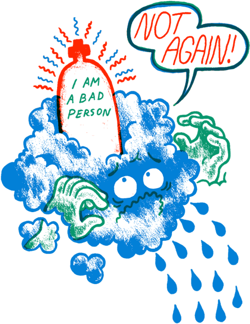 Illustration Chicago Anxiety Hands Comic Crying Cloud - Brad Rohloff Art (500x639), Png Download
