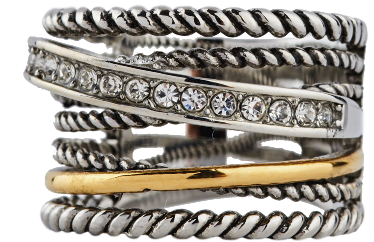 Plata Con Oro - Anillos De Metal Grandes (1000x1000), Png Download