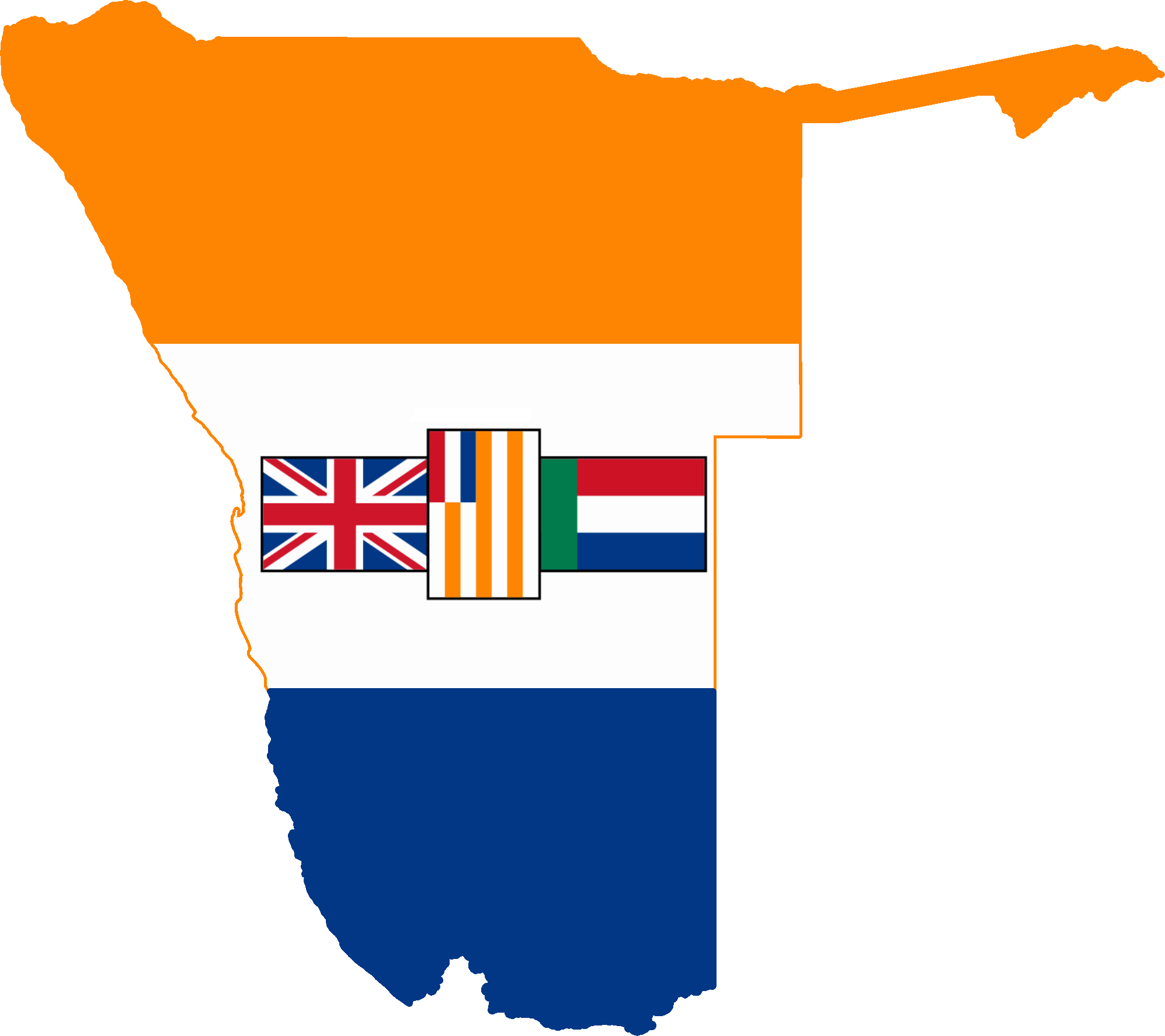 Flag Map Of South West Africa - South Africa In South West Africa (1995x1775), Png Download