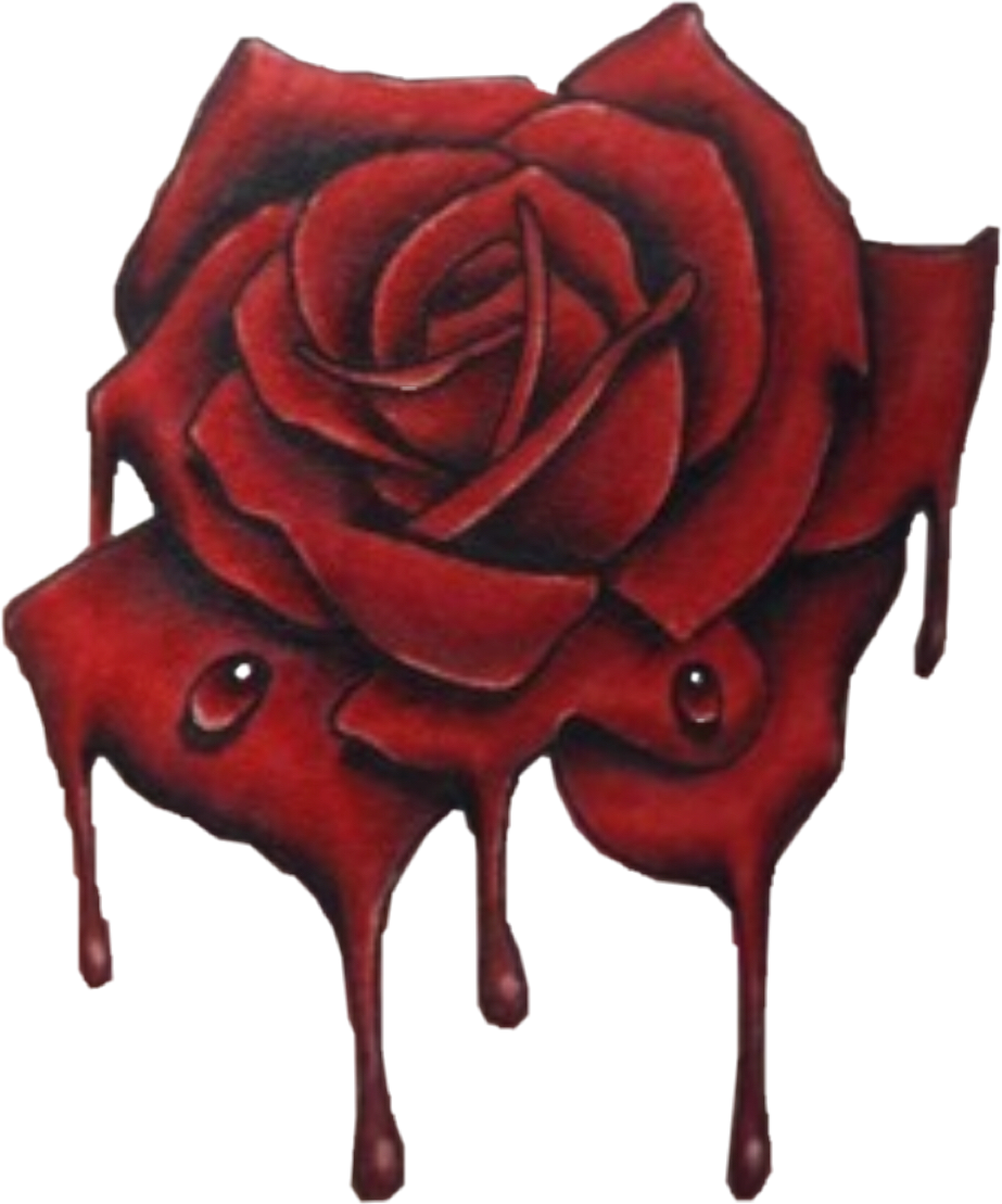 Rose With Blood Tattoo (923x1109), Png Download