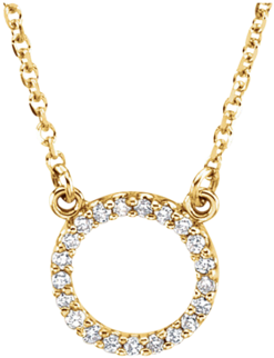 14k White 1/10 Ctw Diamond Circle 16" Necklace - 14k (400x400), Png Download