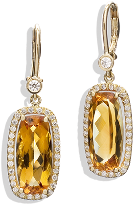 Jane Taylor Ef708 Citrine Diamond Yellow Gold (475x440), Png Download