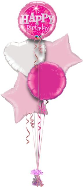 Pink Birthday Bright Birthday Balloon - Hot Pink Sparkle Happy Birthday Foil Balloon (286x686), Png Download