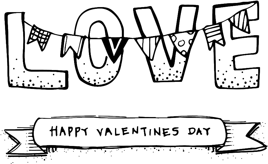 Blanco Y Negro Dibujado A Mano Ingles Amor Vectores - Graphic Design (1024x1024), Png Download