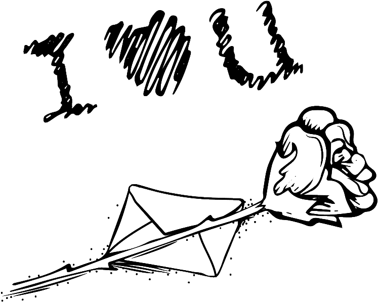 Blanco Y Negro Pintado A Mano Flor Amor Vectores - Drawing (1024x1024), Png Download