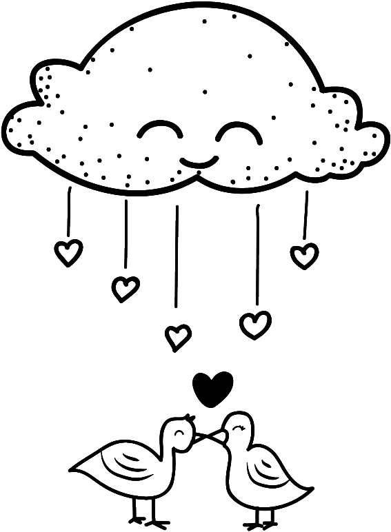 Blanco Y Negro Pintado A Mano Nube Amor Vectores - Cartoon (1024x1024), Png Download
