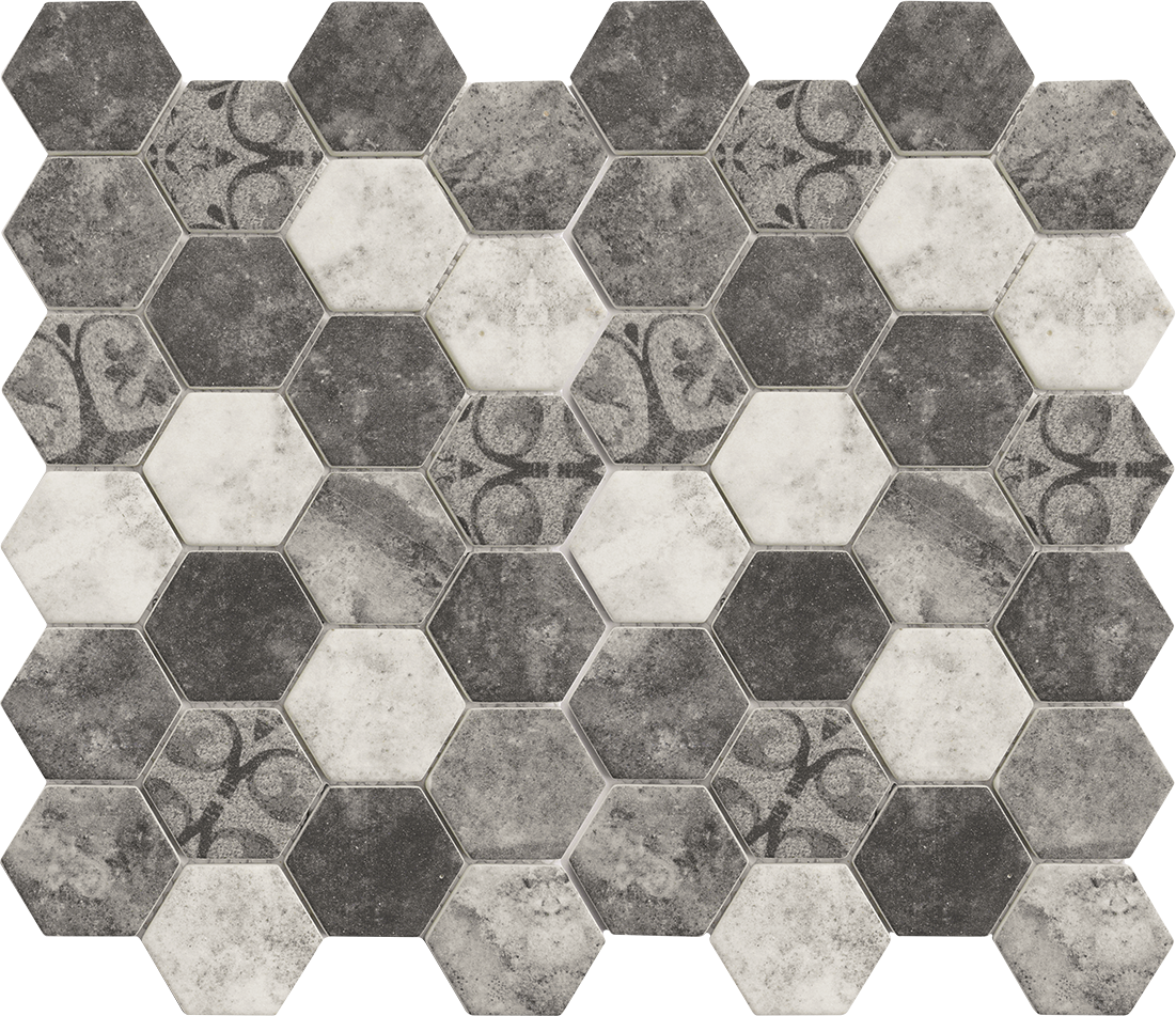 Stone Baroque Grey - Glass Tile (1101x951), Png Download