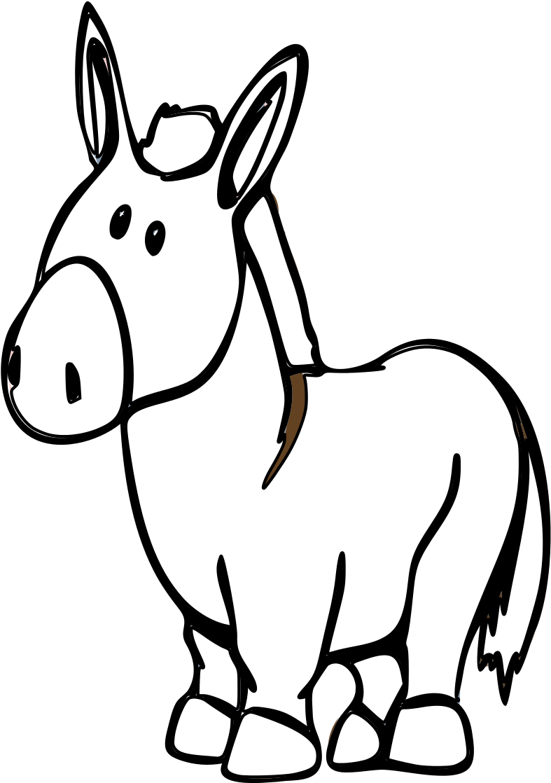 Burrito Para Colorear - Black And White Cartoon Image Of Donkey (800x1131), Png Download